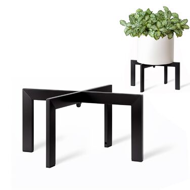 Підставка для рослин MUAEEOK для приміщень та вулиці, металева підставка для горщиків, сучасний тримач для рослин, ротанговий стілець для квітів, низька, коротка підставка для кімнатних рослин, підходить для рослин 12,7 - 30,5 см, чорна