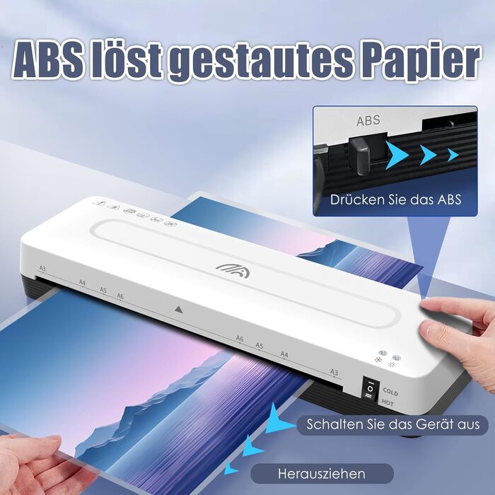 Ламінатор A3 Ламінатор з ламінуючими пакетами A3 A4 A5 A6 Ламінатор 5 в 1 Холодний та гарячий ламінатори для офісу, школи Ламінатор з ламінуючими пакетами