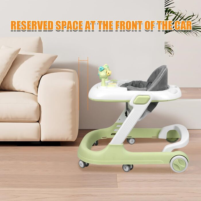 Дитячі ходунки Homewell 2-в-1, регульована висота в 3 положеннях, допоміжний пристрій для ходьби, навчальний центр з клавішами піаніно, розвиваючі ходунки, ходунки для дітей 624 місяців (світло-зелені)