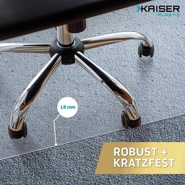 Килимок для стільця KAISER PLASTIC з полікарбонату, Виготовлено в Німеччині, для килимових покриттів, 90 x 120 см, Прозорий, Класичний