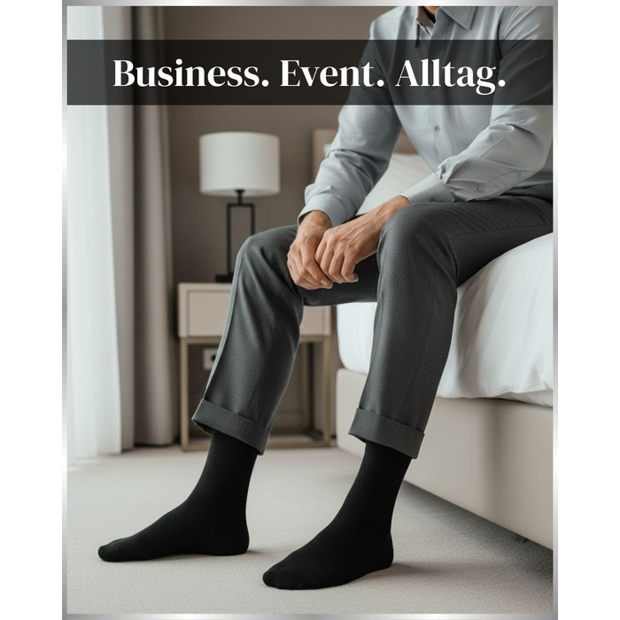 Пар чоловічих ділових шкарпеток з дихаючої бавовни, безшовних та зручних, костюмні шкарпетки (6 чорних, 2 сірих, 2 темно-синіх) розмір 43-46 6 чорних 2 темно-синіх 2 сірих, 10