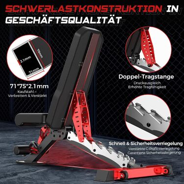 Лава для силових тренувань Pooboo, регульована лава для домашніх тренувань, вантажопідйомність 1500 фунтів, міцна лава для силових тренувань, положення горизонтальне/похиле/опущення для тренування всього тіла