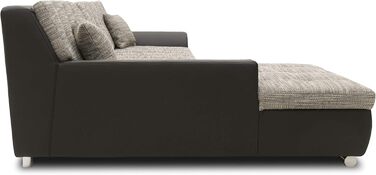 Колекція кутовий диван Treviso, L-подібний диван зі штучної шкіри та тканої тканини, кутовий диван, диван, м&39який кутовий модуль, 267 x 178 x 83 см (Ш x Г x В), сірий/чорний, шезлонг з лівим бортом, чорно-сірий