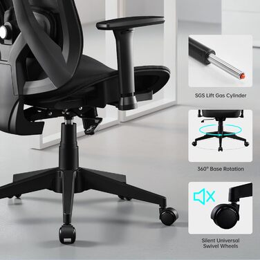 Ергономічне офісне крісло Storeo Imp, до 150 кг, карбонова сітка / метал, чорний