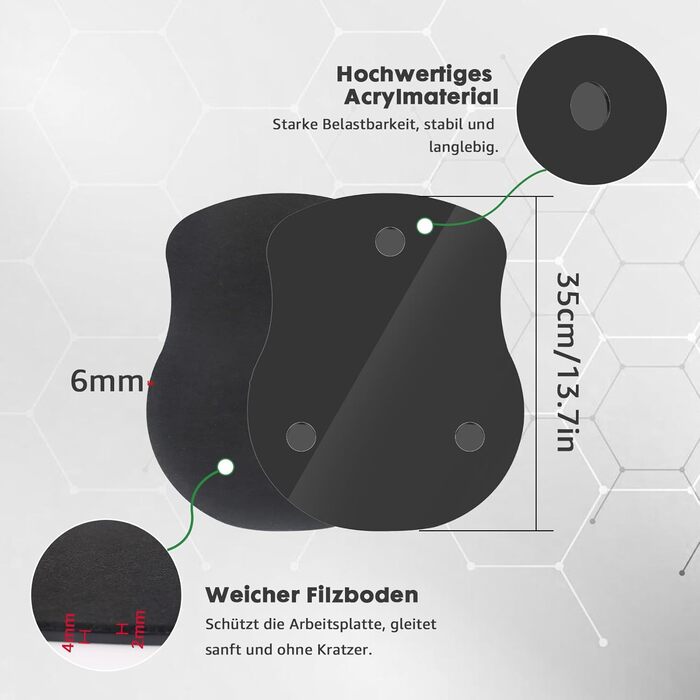 Акрилова розсувна дошка для Thermomix TM6 TM5, акрилова повстяна ковзаюча дошка для кухонного комбайна Thermomix Vorwerk TM6 Аксесуари Pad Board захищає стіл Швидкорухається дошка (глянцевий чорний)