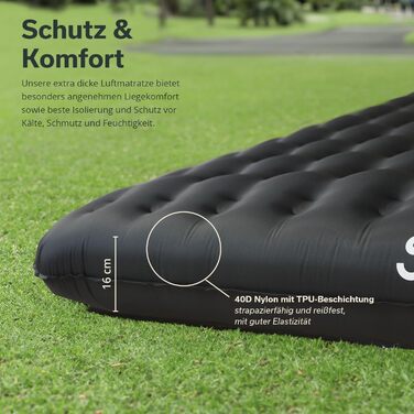 Каримет Skandika Elite/Exclusive Air для одного/двох осіб Надувний матрац, невеликий розмір у пачці, високопродуктивний клапан, килимок для сну на вулиці, надлегкий, надзвичайно товстий, сумка для перенесення для кемпінгу та походів, антрацит (двоспальний