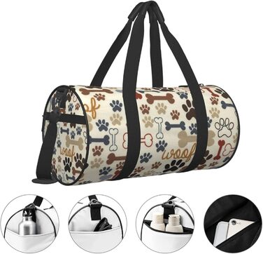 Універсальна спортивна сумка-мішок для подорожей з принтом лап та кісток для чоловіків і жінок