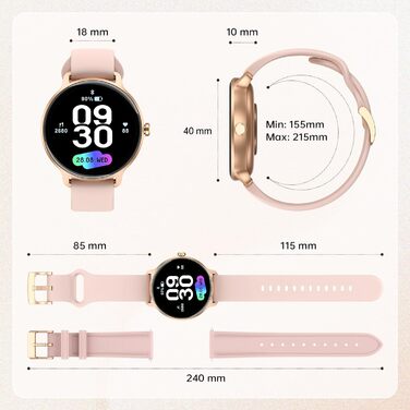 Жіночий круглий смарт-годинник, 1,27-дюймовий AMOLED-смарт-годинник з функцією телефону, фітнес-годинник з монітором серцевого ритму, монітором SpO2, монітором сну, крокоміром, 120 спортивних режимів, водонепроникність IP68, сумісний з iOS та Android, 1,2