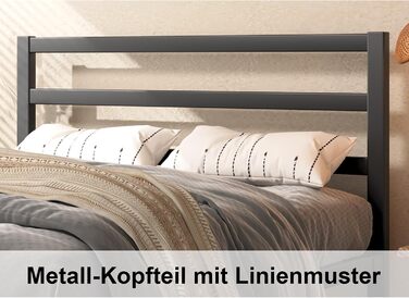 Ліжко 140200 см, металевий каркас ліжка з платформою, узголів&39ям та узніжжям, місце для зберігання речей під ліжком, рейкова основа не потрібна, легке складання, сучасне, чорне 140 x 200 см чорний