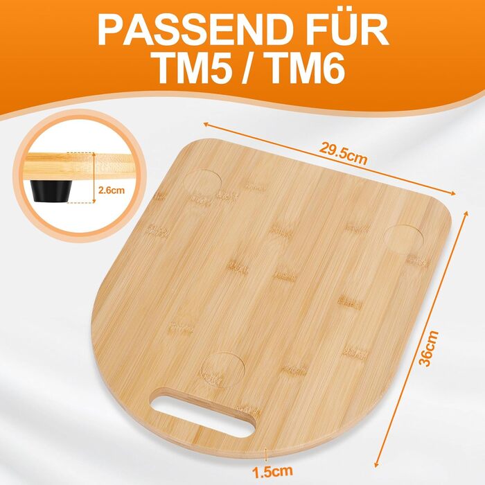 Розсувна дошка MUUKAIII для Thermomix TM6 / TM5, швидкорухома дошка для кухонного комбайна Thermomix Vorwerk TM6 TM5 Аксесуари Pad Board, розсувна дошка з бамбукового дерева