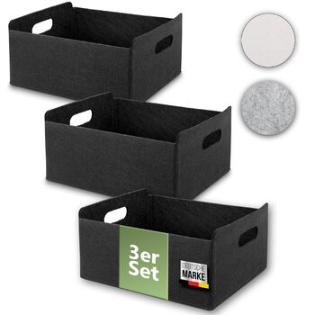 Органайзер для кошика з фетру для зберігання, складна коробка для зберігання, коробка для зберігання з фетру, коробка для зберігання з фетру, кошик для полиці гардеробу, кошик для зберігання з фетру, місце для зберігання в гардеробі (чорний, 3 шт.) 3 шт. 