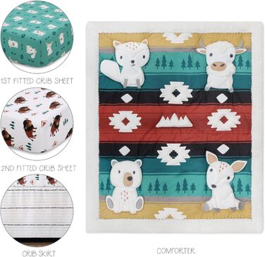 Комплект дитячої постільної білизни Peanutshell Woodland, підодіяльник для хлопчиків або дівчаток, комплект постільної білизни з 4