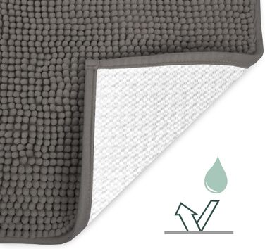 Килимок для ванної Beautissu з нековзним покриттям 70x120 см, шеніловий килимок для ванної, великий пухнастий килимок для ванної, нековзний килимок для ванної, що миється, килимок для ванної, килимок для душу, килимок для ванної, антрацитовий BeauMare WR 