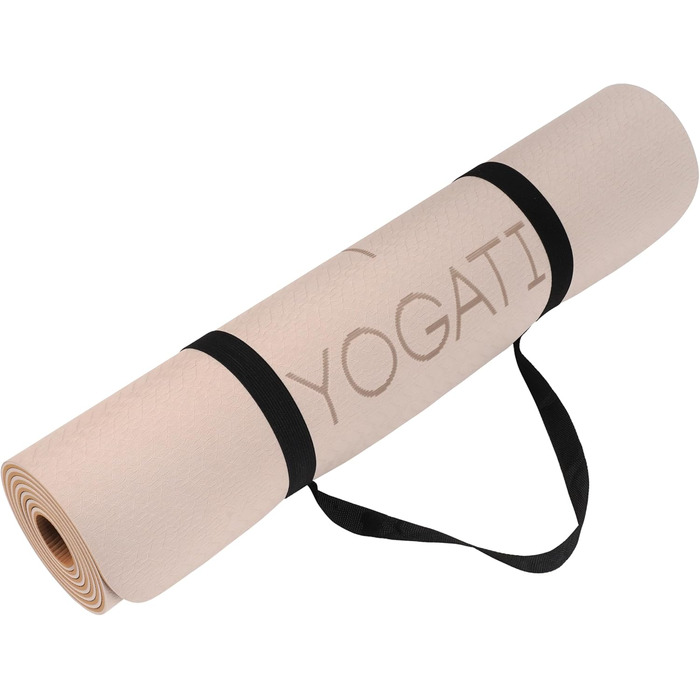 Килимок для йоги, нековзний та товстий, з точками вирівнювання, килимок для вправ для дорослих та дітей, ідеально підходить для пілатесу та фітнесу. Коричневий килимок для йоги