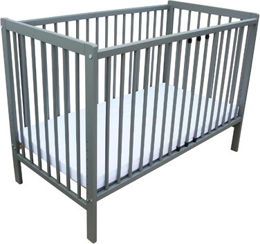 Дитяче ліжко Micoland - Приставне ліжко - Дитяче ліжко 120x60 см, що трансформується, з ремінцем, колесами та матрацом (сіре з матрацом)