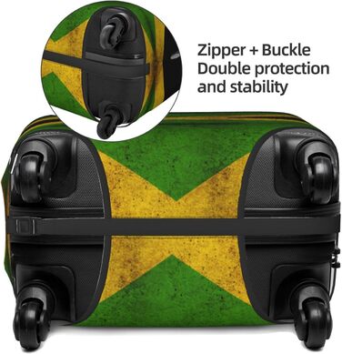 Чохол для валізи з вінтажним прапором Ямайки, міцний захист для багажу, підходить для валіз розміром 45,7 - 81,3 см, розмір XL, Чорний, X-Large