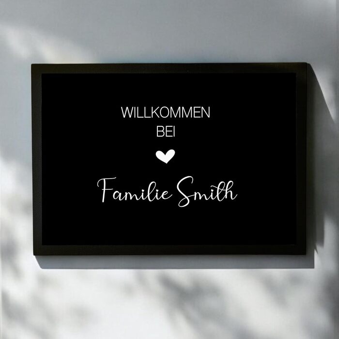 З любов&39ю зроблено Персоналізований килимок для дверей з іменем для використання в приміщенні та на вулиці для сімей, подарунок для пар на новосілля, день народження, килимок для дверей з іменем, чорно-білий