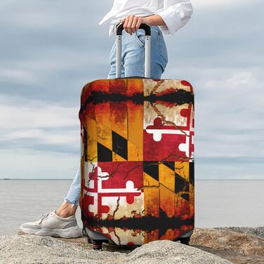 Чохол для валізи з дерева, прапор штату Меріленд, міцний захист для багажу, підходить для валіз розміром 45.7 - 81.3 см, малий, Чорний