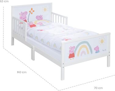 Ліжко roba з тематикою Свинка Пеппа, дитяче ліжко 70 x 140 см, включаючи постільну білизну, тематичне ліжко 70x140