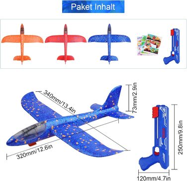 Набір іграшок для запуску літаків 3 літаки Пінопластовий планер Іграшка для запуску літаків зі світлодіодним метанням планера Літак Літаюча іграшка Іграшка для стрільби на відкритому повітрі Подарунки для дітей Хлопчики Хлопчики Дівчатка Вік 3-12 3 шт.