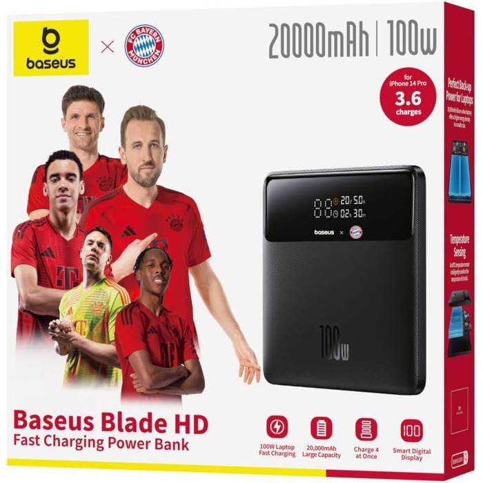 Зовнішній акумулятор QC 4.0 швидкий зарядний пристрій, Blade HD для ноутбуків, MacBook, iPad, iPhone 15, Switch, Steam Deck, Samsu