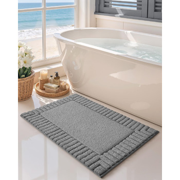 КОЛІР І ГЕОМЕТРІЯ Нековзні килимки для ванної, що миються, абсорбуючі килимки для ванної, м&39який килимок для ванної кімнати, килимок для ванної кімнати на підлогу, душ, ванну, пральню, темно-сірий, 40 x 60 см (прямокутний)