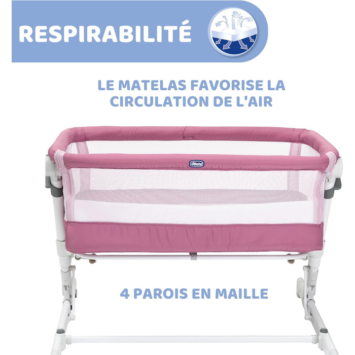 Дитяче ліжечко для новонароджених, Спільне ліжечко, Компактне закриття, Портативне, Складані засувки, Регульована висота, В комплекті матрац та дорожня сумка, Рожева орхідея, 2Me Pop Up