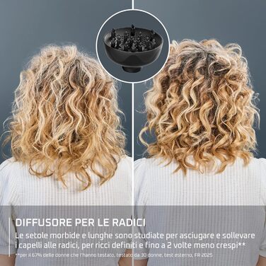 Дифузор для волосся Rowenta Curl Harmony 3-в-1 для кучерявого волосся, ергономічний дизайн, 3 насадки та сумка для зберігання CV7D30E0