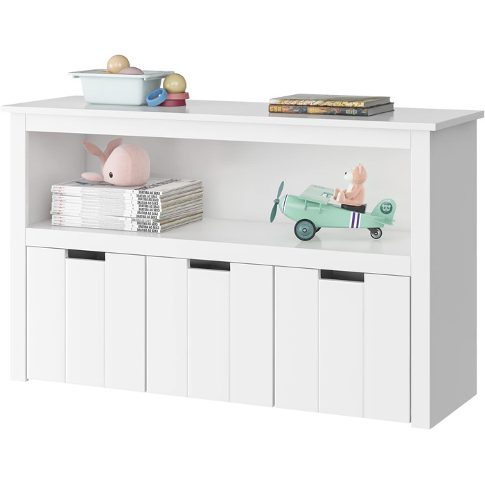 Дитяча полиця з ящиками на коліщатках, меблі для дитячої кімнати, полиця для іграшок, дитяча шафа, полиця біла з 3 ящиками, скрині