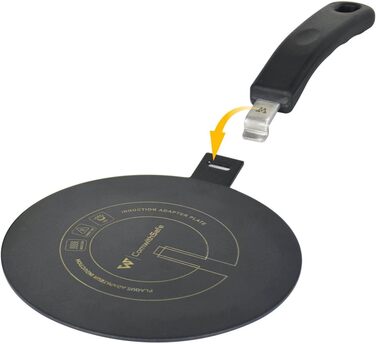 Індукційний адаптер ComwithSafe, 24 см, зі знімною ручкою, ізольований, не змінює колір після використання, нагрівальний колектор з високотемпературним покриттям, чорний - диск індукційного/газового реле