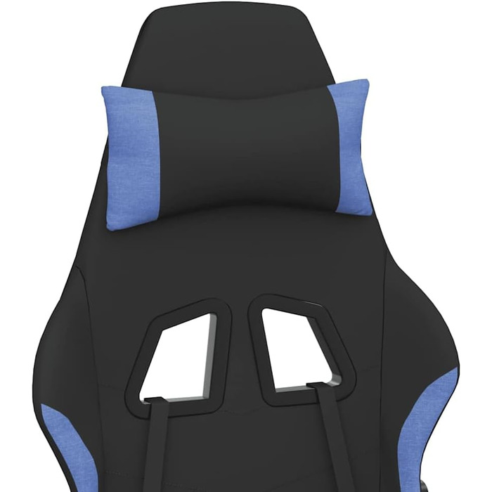 Геймерське крісло з функцією масажу та підставкою для ніг, чорно-синя тканина, регульована висота спинки, функція повороту на 360 градусів, повітропроникний чохол, міцний металевий каркас, 37 x 45 см (Ш x Г), синій