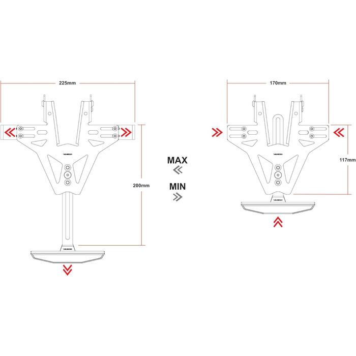 Тримач мотоциклетного номерного знака HIGHSIDER Akron-RS Pro, універсальний (Тип 1)