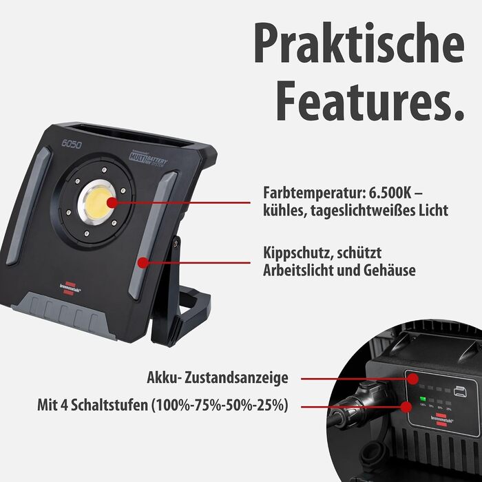 Професійний гібридний світлодіодний прожектор Brennenstuhl Professional Multi Battery 6050 MH 60Вт 6200лм