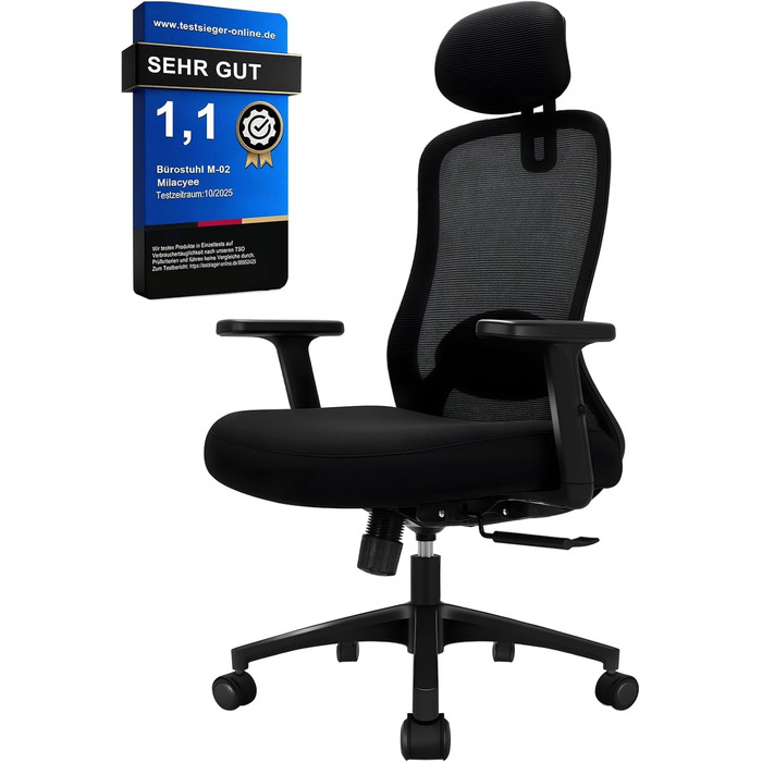 Ергономічне офісне крісло Storeo Imp, до 150 кг, сітка, чорний