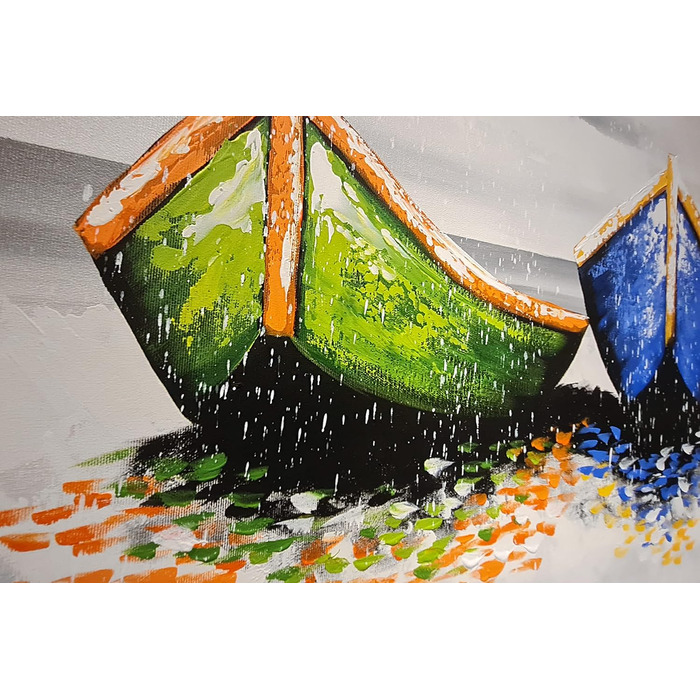 Моніка Мірафьорі I 100 РУЧНИЙ РОЗПИС I Картина Човни на пляжі 120х60 см Картина Ручний розпис Акриловий живопис Дуже великий акрил