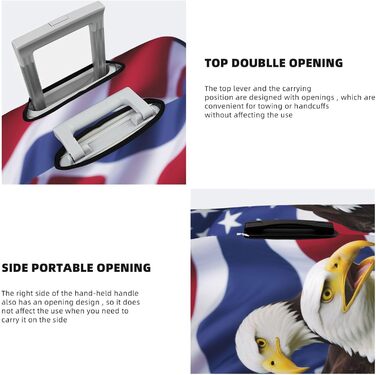 Чохол для валізи Орел і американський прапор, міцний захист для багажу розміру XL (для валіз 45,7 - 81,3 см), чорний