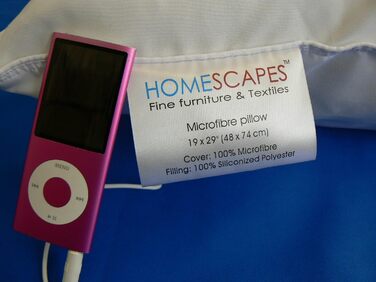 Музична подушка Homescapes з мікрофібри, яку можна прати, 65 x 65 см, подушка для голови з мікрофібри зі знімним динаміком, м&39яка жорсткість