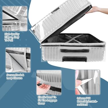 Чохол для валізи Yotako 28 дюймів, захисний чохол для валізи із застібкою-блискавкою, водонепроникний захисний чохол для валізи з ПВХ, прозорий захисний чохол для валізи, покращений чохол для багажу на блискавці (28 дюймів), 28-дюймовий Hyaline