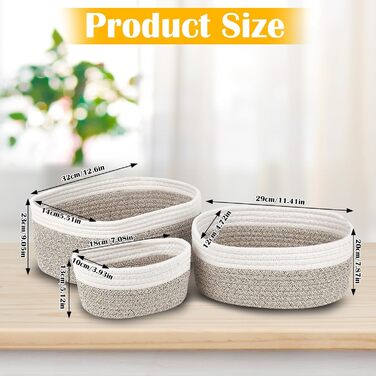 Набір коробок для зберігання з 4 шт. , кошик для в&39язання з бавовняної мотузки, кошики, коробка для зберігання, подарунковий кошик, порожній кошик для зберігання, кошик для зберігання, для ванної кімнати, ванни, пеленального столика, кошик для іграшок-о