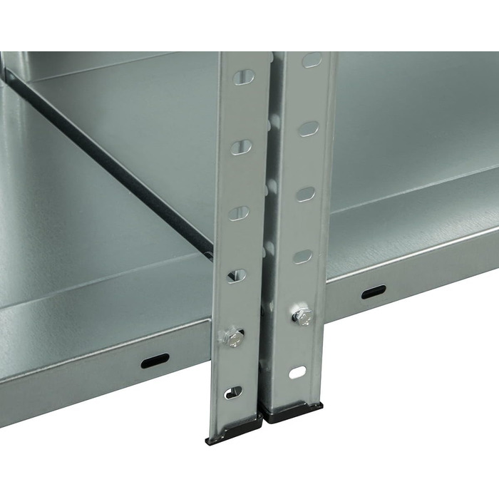 Стелаж для зберігання Metalkas BR1-ECO з 5 полицями, 185x100x40 см, полиці з регульованою висотою, до 350 кг, надміцний стелаж, стелаж для підвалу, стелаж для майстерні, оцинкований, виготовлений з металу, сріблястий