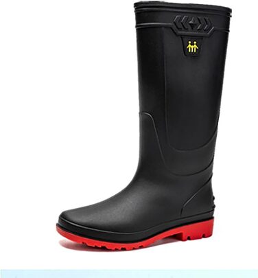 Великі гумові чоботи до колін для чоловіків, водонепроникні, з фіксацією щиколотки, нековзні рибальські чоботи, міцні гумові садові робочі чоботи з утепленням для безпеки на природі та полюванні, червоні, розмір 43 EU