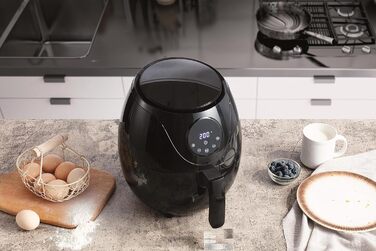 Аерофритюрниця 3 л - 3 в 1 Аерофритюрниця XL - Фритюрниця без олії - Фритюрниця з цифровим світлодіодним сенсорним екраном і 6 програмами - середня 1200 Вт