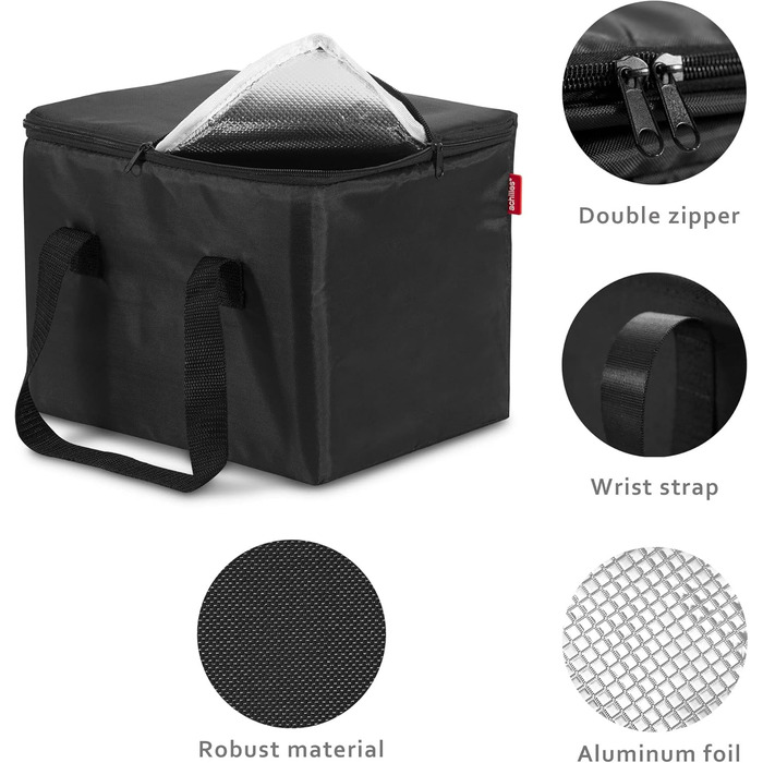 Складана коробка Achilles для автомобіля з охолоджувальною вставкою, складна коробка-холодильник, органайзер для багажника, сумка для багажника з функцією охолодження, складна коробка-холодильник, кошик для покупок, складаний кошик чорного кольору