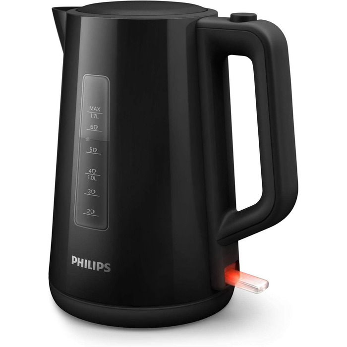 Чайник Philips HD9318/20 серії 3000, 1,7 л, пружинна кришка, LED-дисплей, чорний і тостер HD2581/90, вбудована насадка для булочки, 8 рівнів підсмажування, чорний