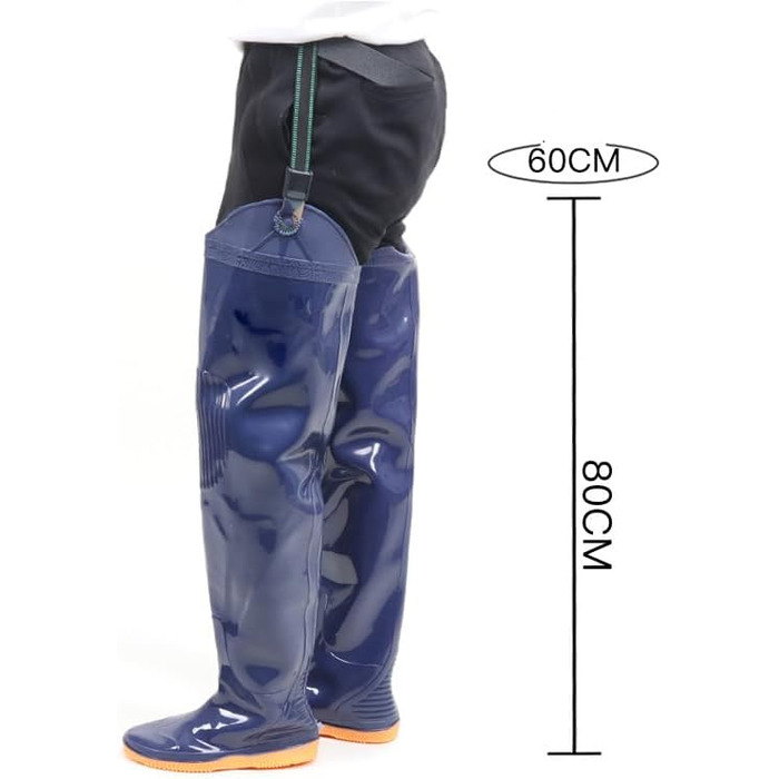 Водонепроникні багатоцільові рибальські, польові, дощовики, легкі м&39які ПВХ-боти 80 см з підошвою, чоловічі та жіночі, сині, розмір 45