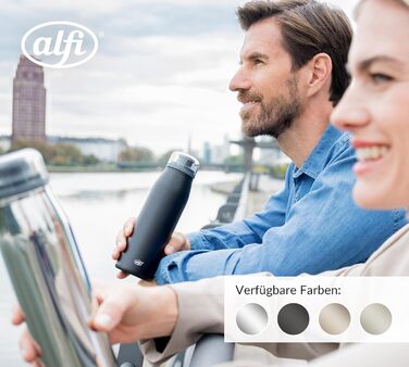 Пляшка alfi ISO 500 мл, золоте шампанське, ізольована пляшка з нержавіючої сталі, абсолютно герметична кришка, що закручується, зберігає напої гарячими 12 годин, холодними 24 години, підходить для газованих напоїв, без BPA, 500 мл золоте шампанське