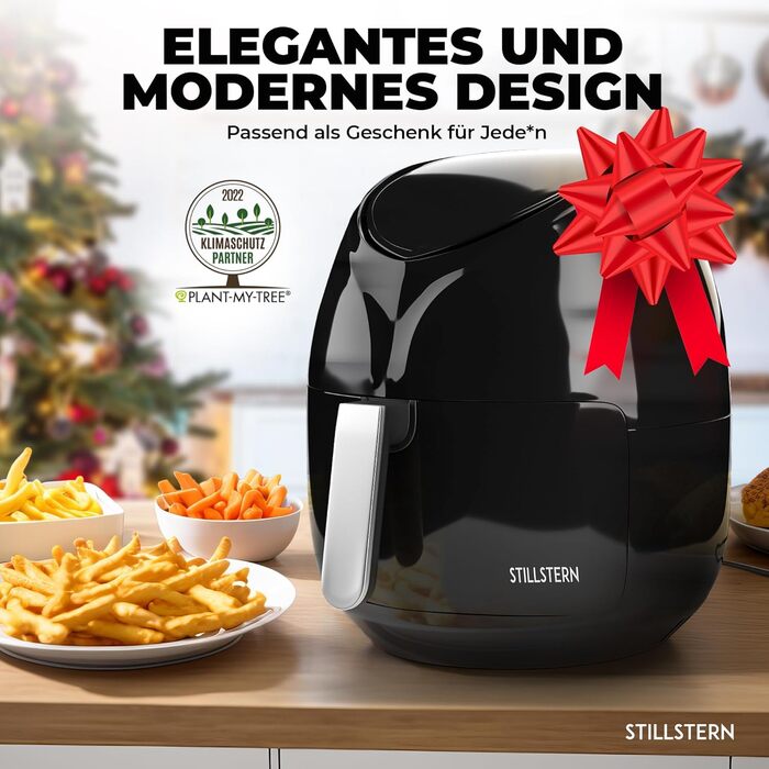 Фритюрниця Stillstern 6.5 л зі світлодіодним сенсорним екраном, 120 рецептів німецька, 10 програм, таймер 120 хв, розморожування та підтримання тепла, функція струшування, фритюрниця 1800 Вт XXL фритюрниця без олії Black New