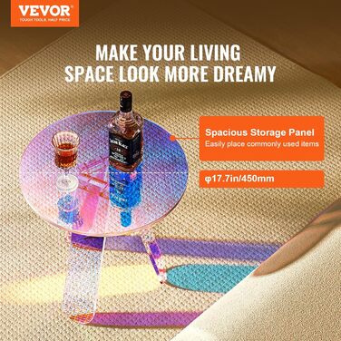 Акриловий журнальний столик VEVOR 45 x 48 см, кольоровий барний столик, легко миється, журнальний столик для кави, напоїв, їжі, закусок, для вітальні, спальні