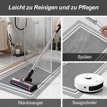 Нековзний килимок для ванної, швидковисихаючий килимок для ванної тонкий, абсорбуючий, нековзний, миючий килимок для ванної кімнати, для підлоги у ванній кімнаті, ванн та душових кабін на відкритому повітрі, світло-сірий, 60 x 40 см (прямокутний)