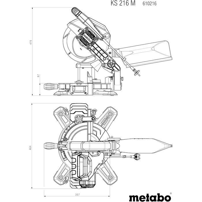 Поперечна та торцювальна пила Metabo KS 216 M - 610216000 - з лінією Precision Cut Line, пиляльне полотно 216 мм - довжина кабелю